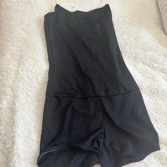 New Varsity Black Crossunder Uniform Bodysuit. Clear Straps Snap Closure. Size M - Picture 2 of 7